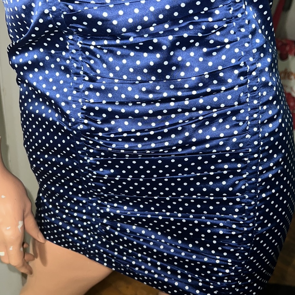 Guess Small blue/white with polka dot sleeveless dress New With Tags made - Picture 16 of 17